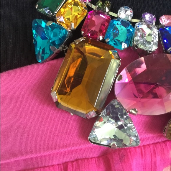 ❤️See New Listing❤️Colorful Rhinestone Ribbon Bib Chunky Statement Necklace - Picture 8 of 10